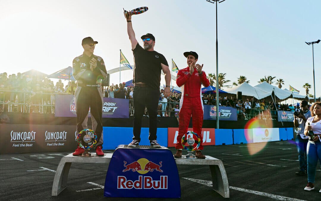 Jim McFarlane drives off with the Red Bull Car Park Drift South Africa 2023 title.