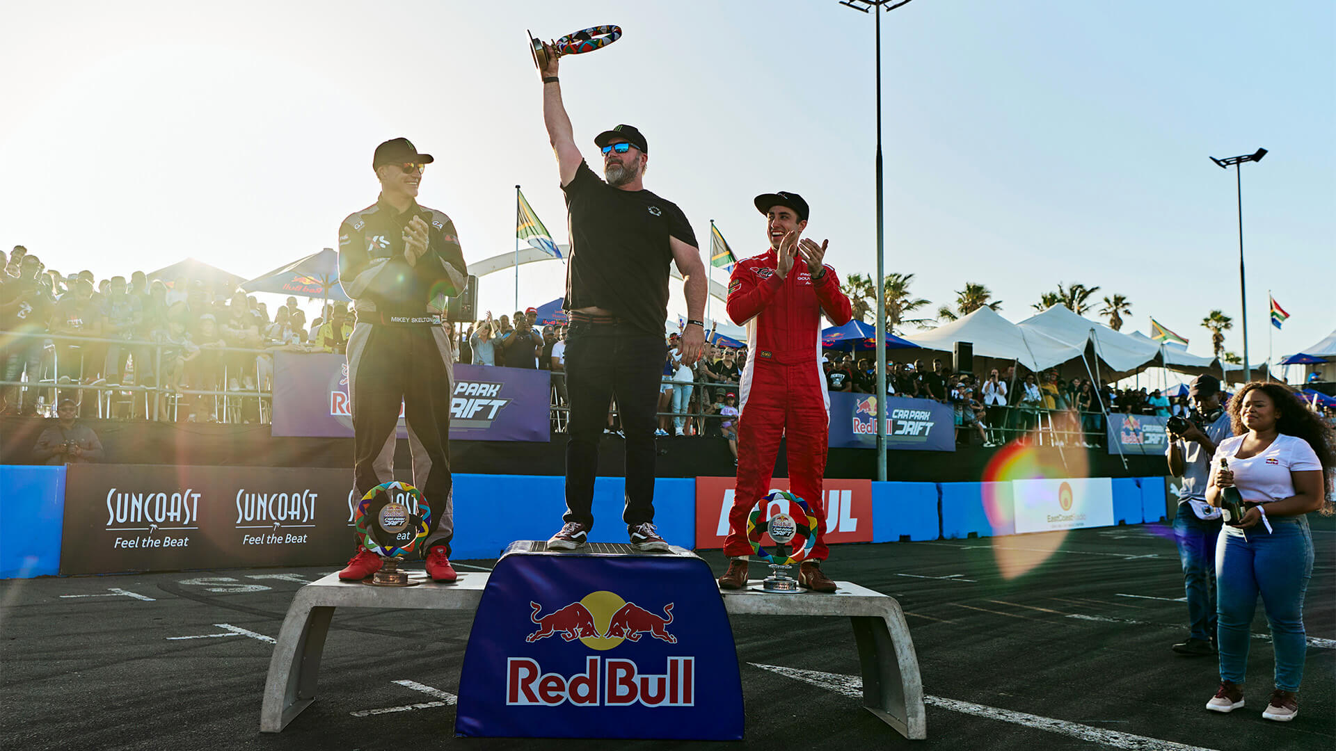 Jim McFarlane drives off with the Red Bull Car Park Drift South Africa 2023 title.
